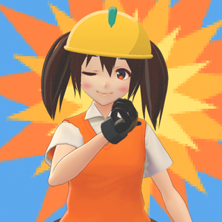 Pea, the PeaTrue builder, winking under her yellow hard hat